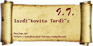 Iszákovits Teréz névjegykártya